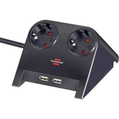 Brennenstuhl Desktop Power Stop Kontak + 2 Port USB Charger