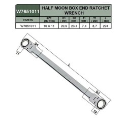 Jonnesway W7651011 72 Teeth Extra Long Flexible Ratchet Wrench 