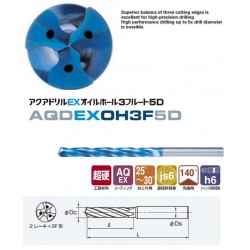 Nachi AQDEXOH3F5D1250 12.5mm AQUA Drills EX Oil-Hole 5 Flutes L9820