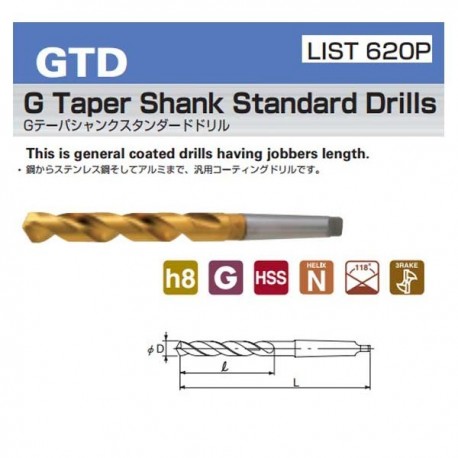 Nachi GTD2310 Dia: 23.1mm G Taper Shank Standard Drills L620P