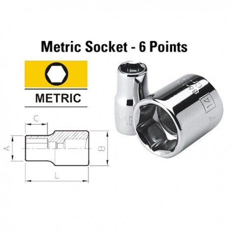 Stanley 88-738-1 17mm 1/2 Inch 6 Point Kunci Sok Standard 