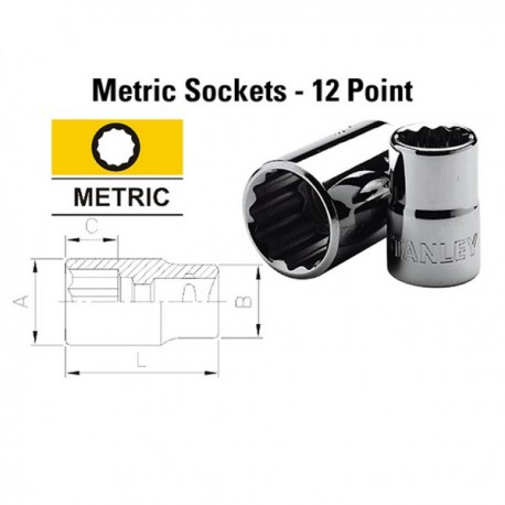 Stanley 86-543-1 11mm 1/2 Inch 12 Point Kunci Sok Standard 