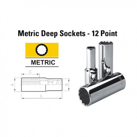 Stanley 86-436-1 28mm 1/2 Inch 12 Point Kunci Sok Dalam Metrik