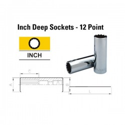 Stanley 86-481-1 1/2 Inch 1/2 Inch 12 Point Kunci Sok Dalam Inch