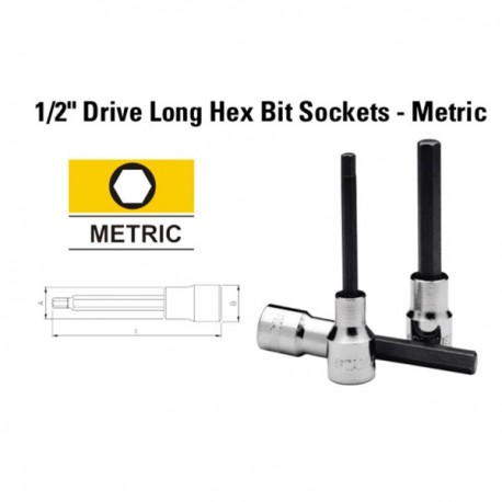 Stanley 89-200-1 5mm 1/2 Inch Hex Bit Kunci Sok Metrik Panjang