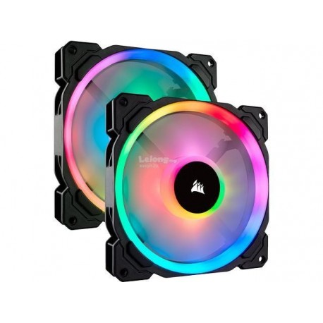 Corsair CO-9050074-WW LL140 RGB 140mm Dual Light Loop RGB LED PWM Fan-2 Fan Pack with Lighting Node PRO