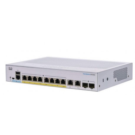 Cisco CBS250-8P-E-2G-EU Business 8-port GE PoE+ 2x1G Combo Ports SNTC 1 Tahun