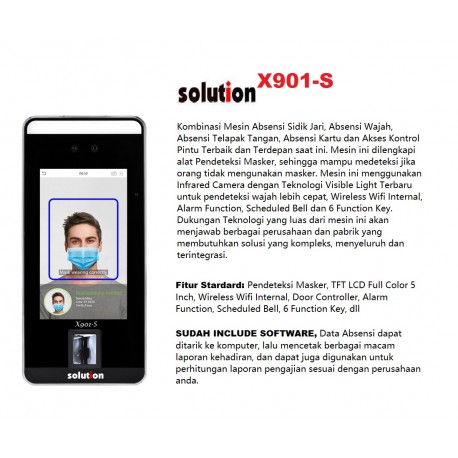 Solution X901-S Mesin Absensi Sidik Jari Wajah Telapak Tangan Kartu Akses Kontrol Pintu