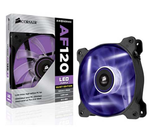 Harga Jual Corsair CO-9050016-PLED Air Series AF120 LED Purple Quiet Edition High Airflow 120mm Fan-Twin Pack